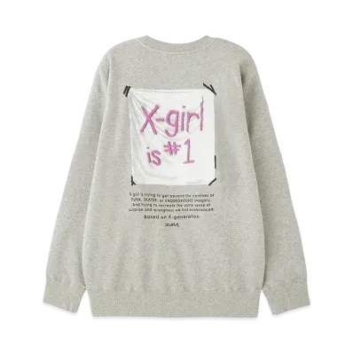 X-Girl Flag Big Sweat Top "Ash"