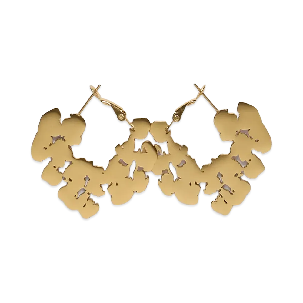 DENIM TEARS Cotton Wreath Door Knocker Earrings Small"Gold"