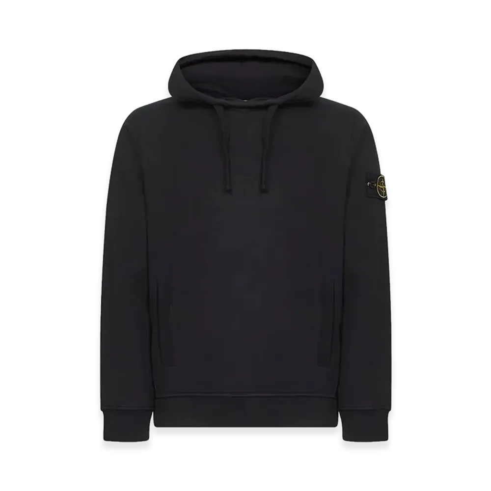 Stone Island Brushed Organic Cotton Fleece Hoodie "Black"
