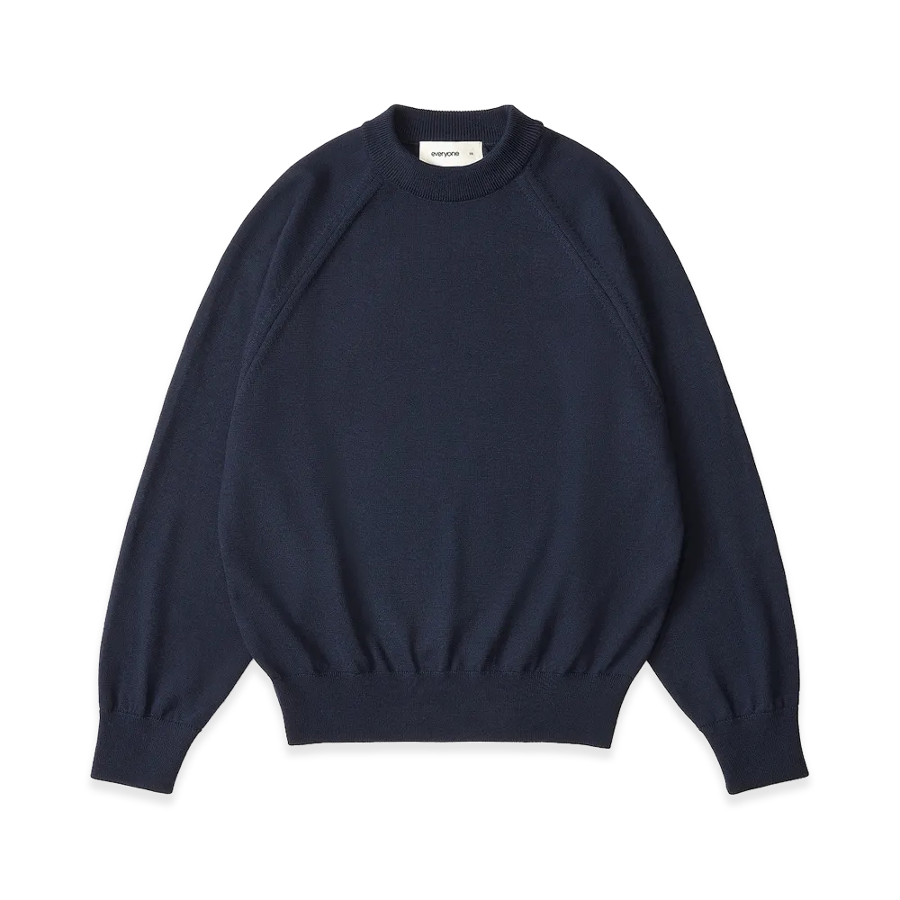 everyone Women's Wool Middle Gauge Knit Sweater "Navy"