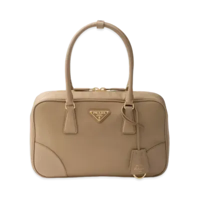 PRADA Re-Edition 1978 Medium Re-Nylon and Saffiano Leather Two-Handle Bag "Camel/Camel"