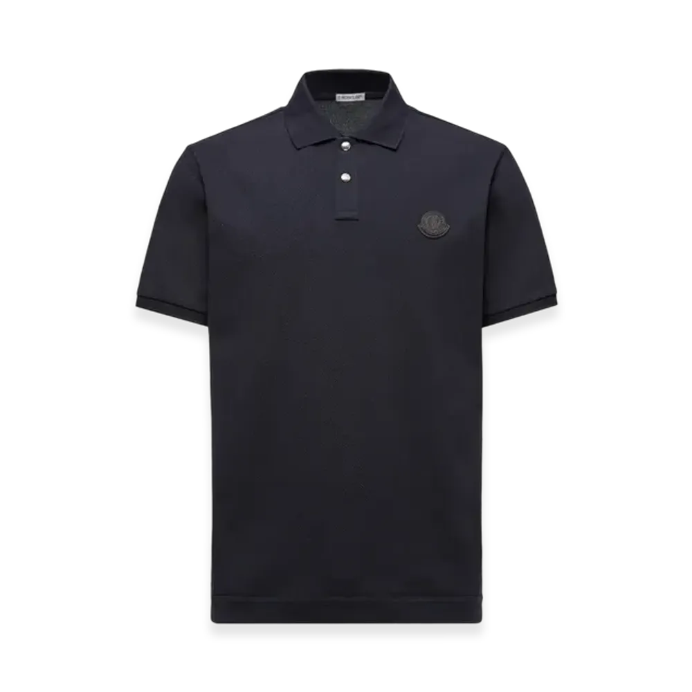 MONCLER Logo Patch Cotton Piquet Polo Shirt "Navy Blue"