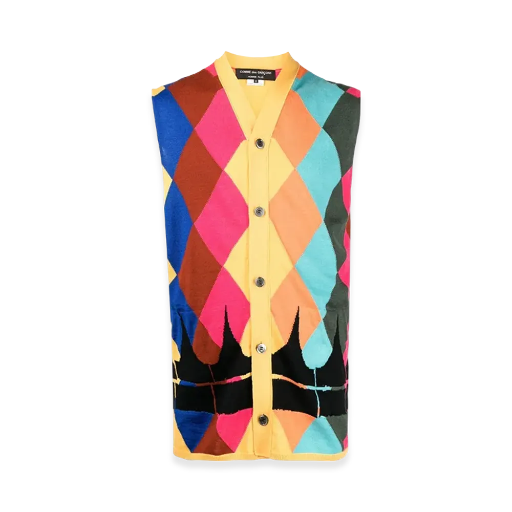 COMME des GARCONS HOMME PLUS Argyle-Intarsia Cardigan "Multi"