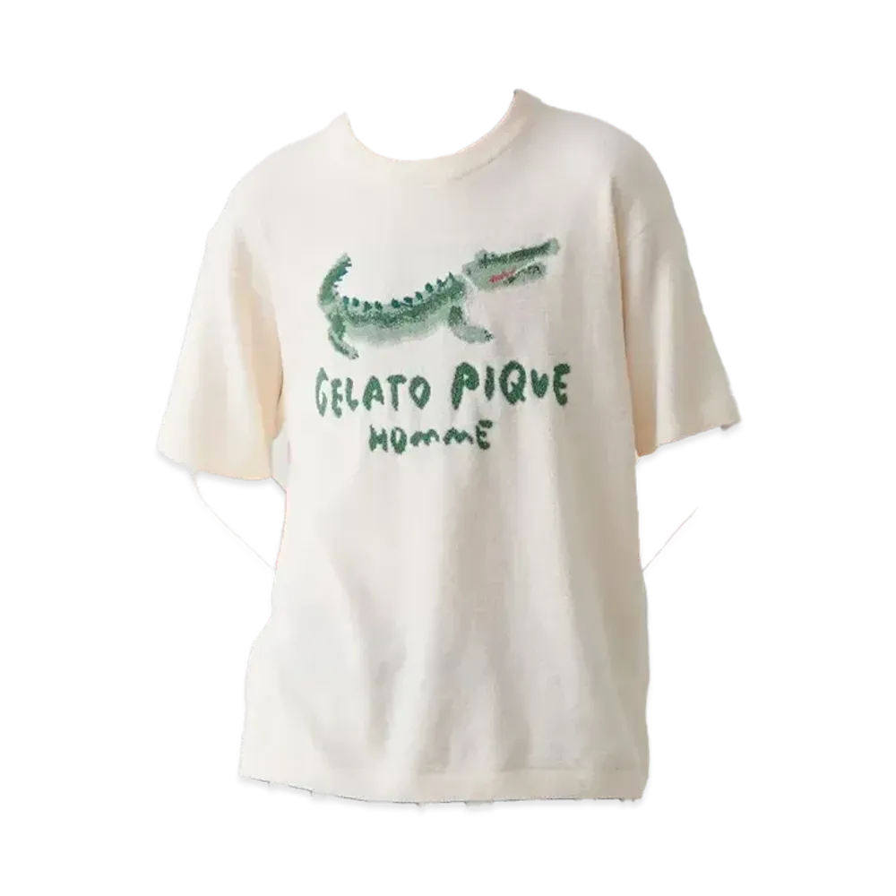 GELATO PIQUE Homme Airy Moco Crocodile Jacquard Pullover "Ivory"