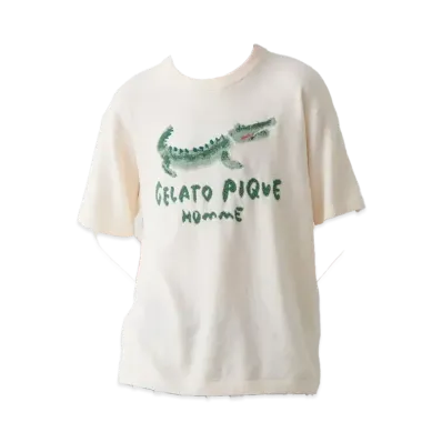 GELATO PIQUE Homme Airy Moco Crocodile Jacquard Pullover "Ivory"