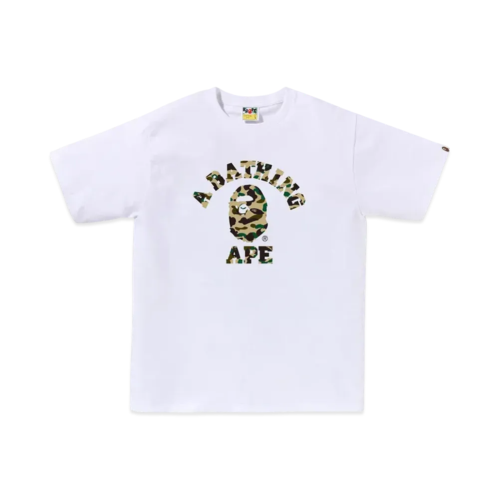 A BATHING APE 1ST Camo College Tee "White/Yellow"