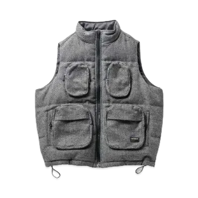 TIGHTBOOTH Tweed Down Vest "Gray"