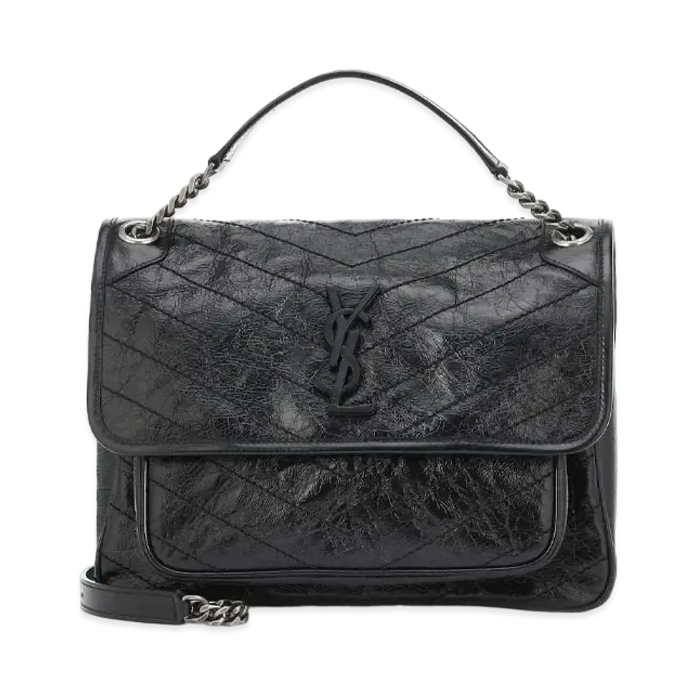 SAINT LAURENT Niki Medium In Crinkled Vintage Leather "Black"