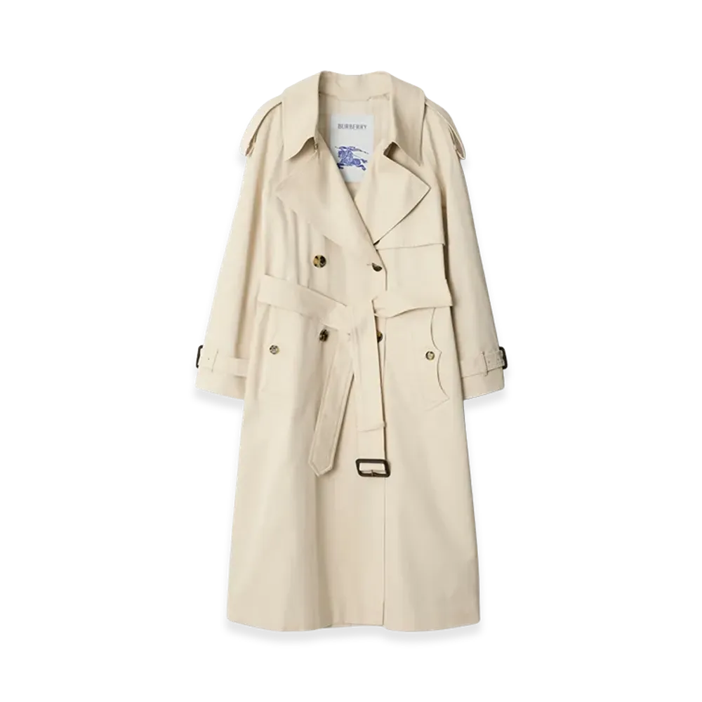 Burberry Women's Long Gabardine Fitzrovia Trench Coat "Clam Beige"
