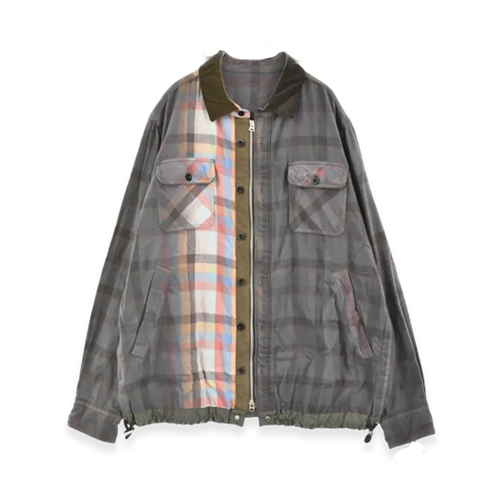 sacai Zip Plaid Shirt 22AW "Grey/Multi"