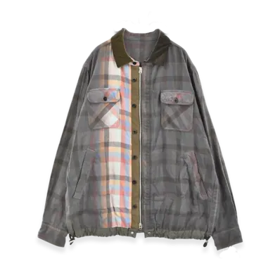 sacai Zip Plaid Shirt 22AW "Grey/Multi"