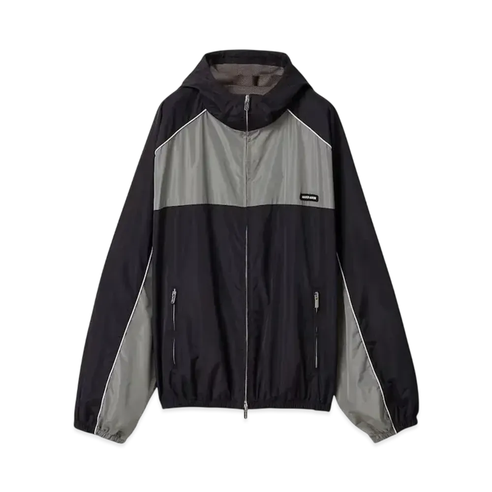 MIUMIU Women's Technical Silk Zipper Blouson Jacket "Blue/Silver Gray"