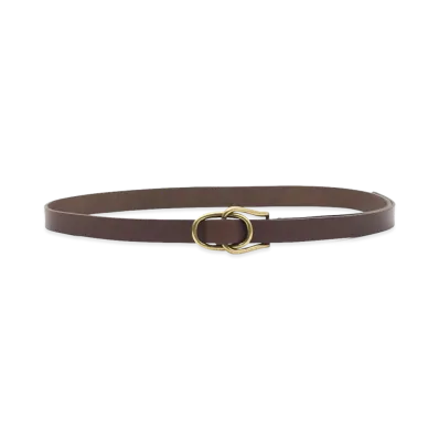 YOKE Double Buckle Leather Belt "Dark Brown"