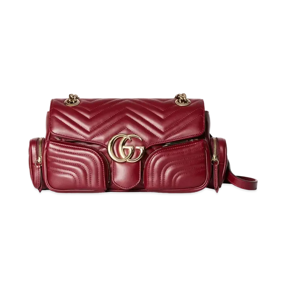 GUCCI GG Marmont Small Multi-Pocket Bag "Rosso Ancora"