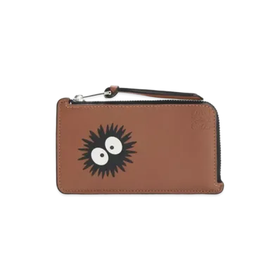 LOEWE x My Neighbor Totoro Dust Bunnies Coin Cardholder In Classic Calfskin "Tan/Black"