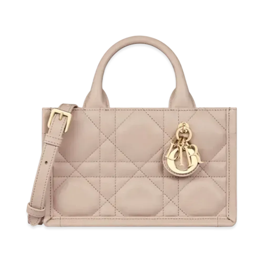 Dior Mini Dior Book Tote Macrocannage Calfskin "Trench Beige"