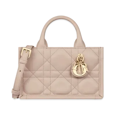 Dior Mini Dior Book Tote Macrocannage Calfskin "Trench Beige"