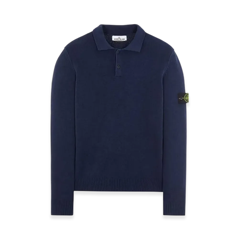 Stone Island 549D2 Wappen Patch Button Polo Knit - 22SS "Navy Blue"