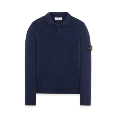 Stone Island 549D2 Wappen Patch Button Polo Knit - 22SS "Navy Blue"