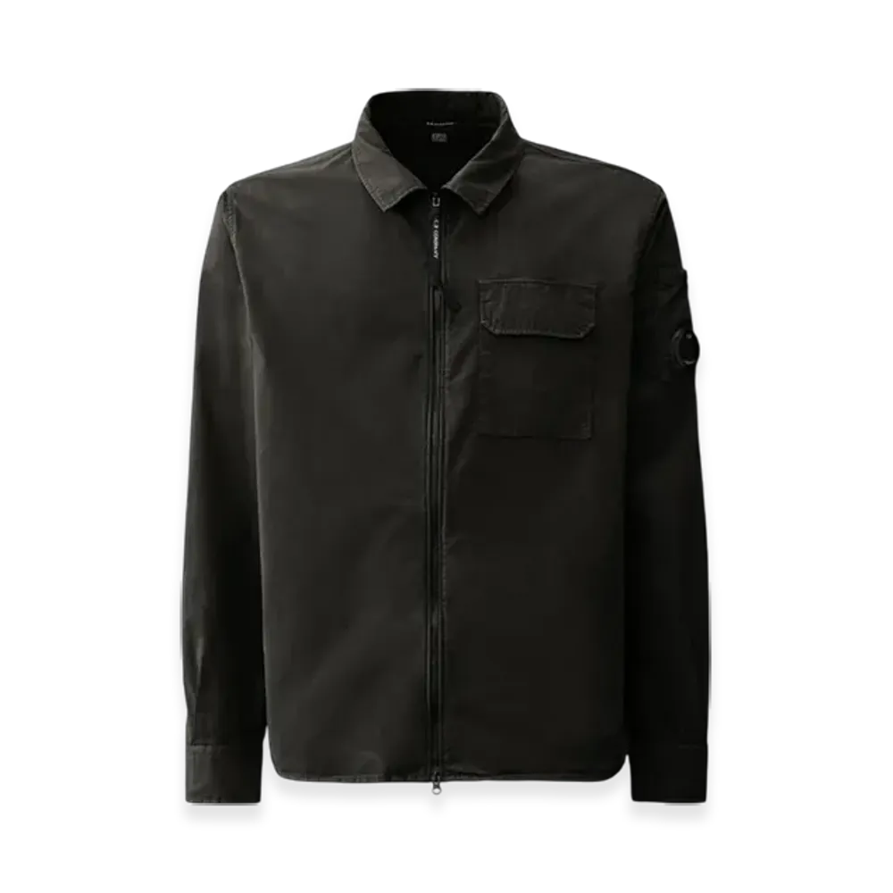 C.P. Company Organic Gabardine Full Zip Overshirt "Black"
