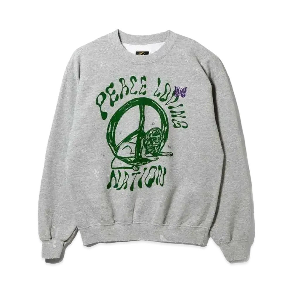 Needles x Sasquatchfabrix. Savage Sweat Peace Loving Nation "Grey"