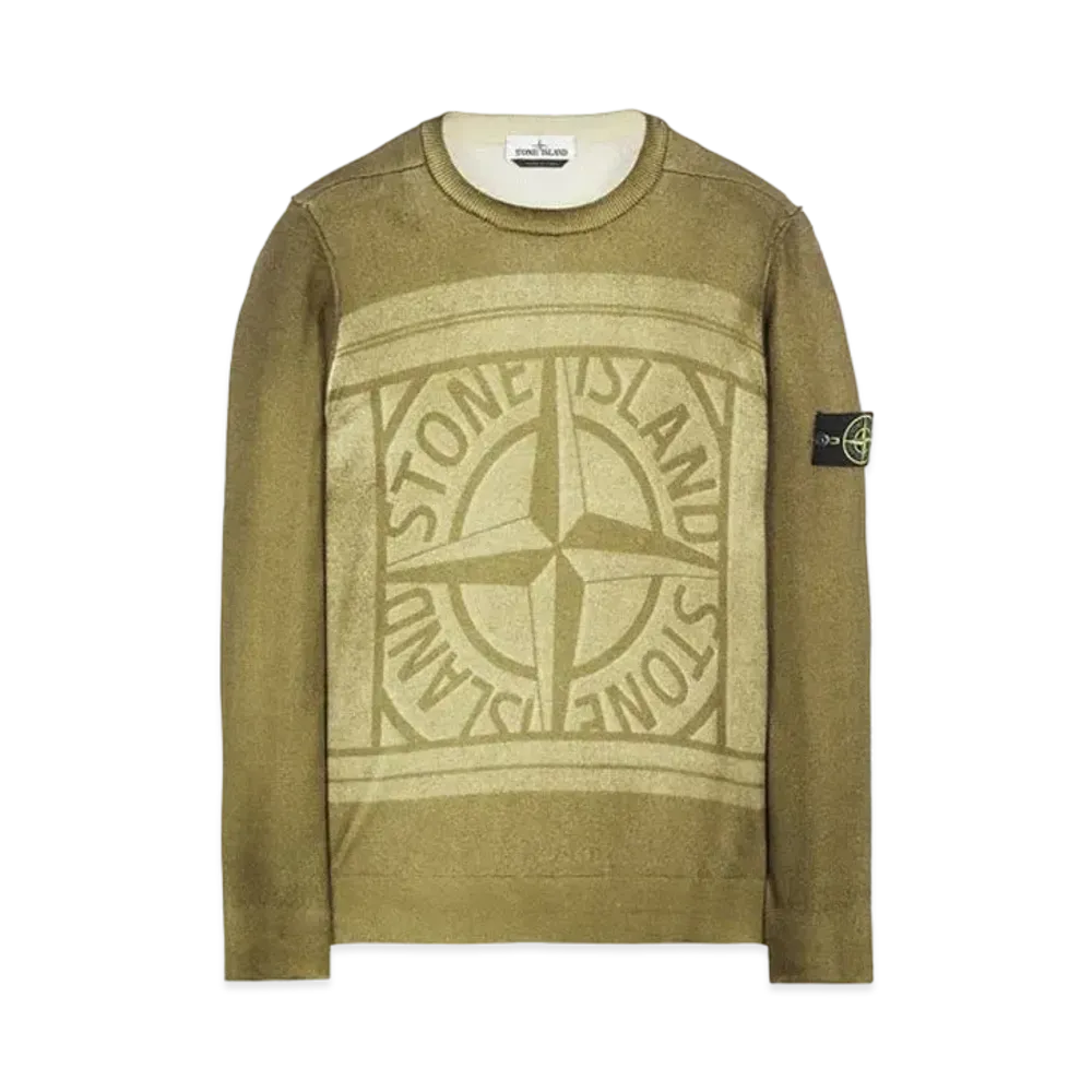 Stone Island 570A8 PURE WOOL_FAST DYE + HAND MADE AIRBRUSH + LASER PRINT: REVERSIBLE "Dark Green"