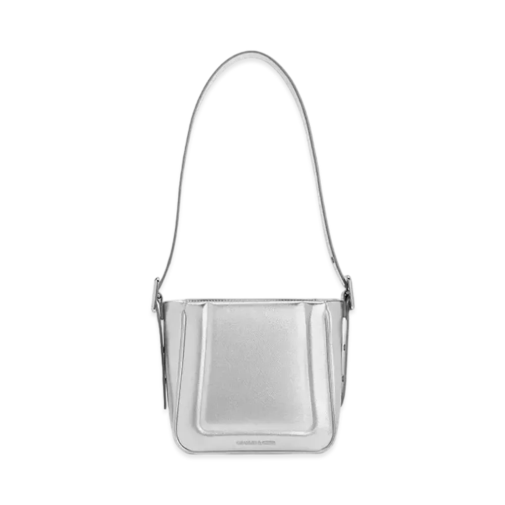 CHARLES & KEITH Petra Boxy Bucket Bag "Silver"