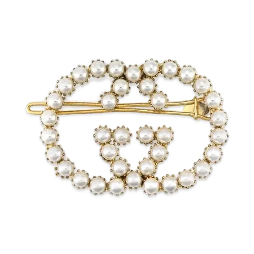GUCCI Pearl Interlocking G Hair Clip