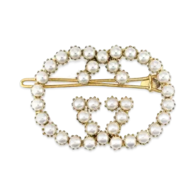 GUCCI Pearl Interlocking G Hair Clip