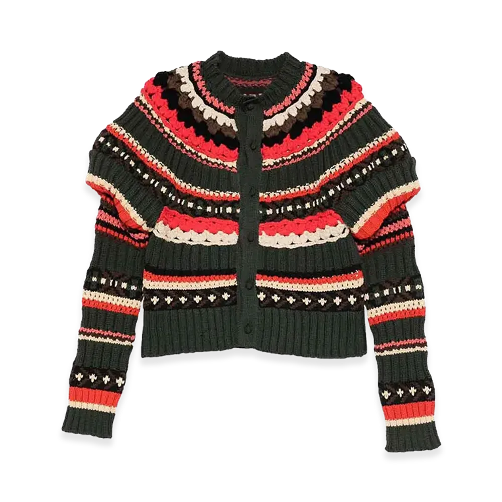 sacai Women's Mix Knit Cardigan "Light Brown"