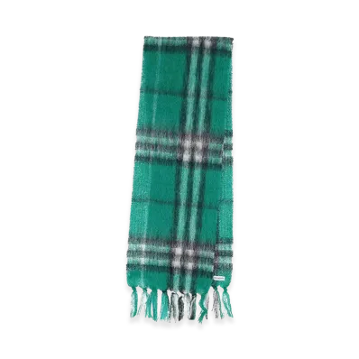 Burberry Cashmere Scarf "Check" "Green"