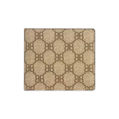 GUCCI x BALENCIAGA The Hacker Two-Fold Coin Wallet Coating Canvas "Beige"