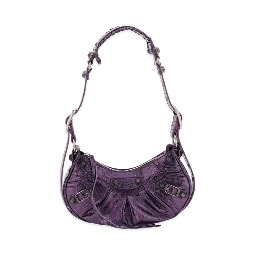 BALENCIAGA Le Cagole XS Shoulder Bag Metalized "Purple"
