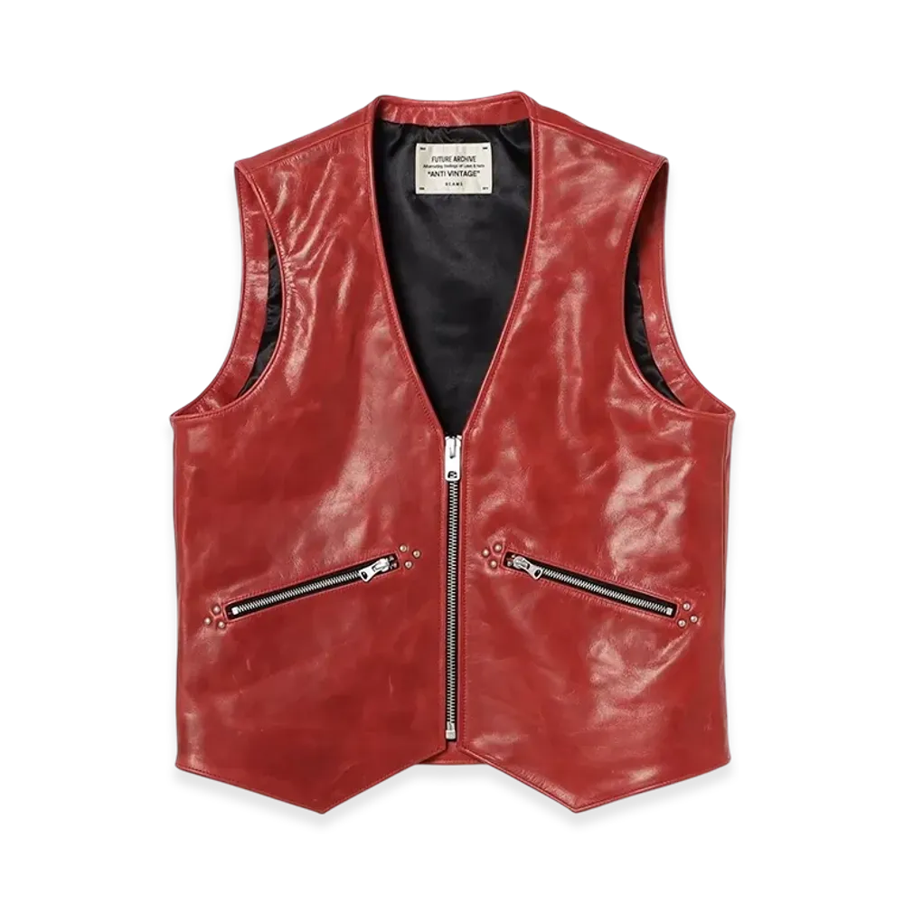 BEAMS FUTURE ARCHIVE Leather Vest "Red"