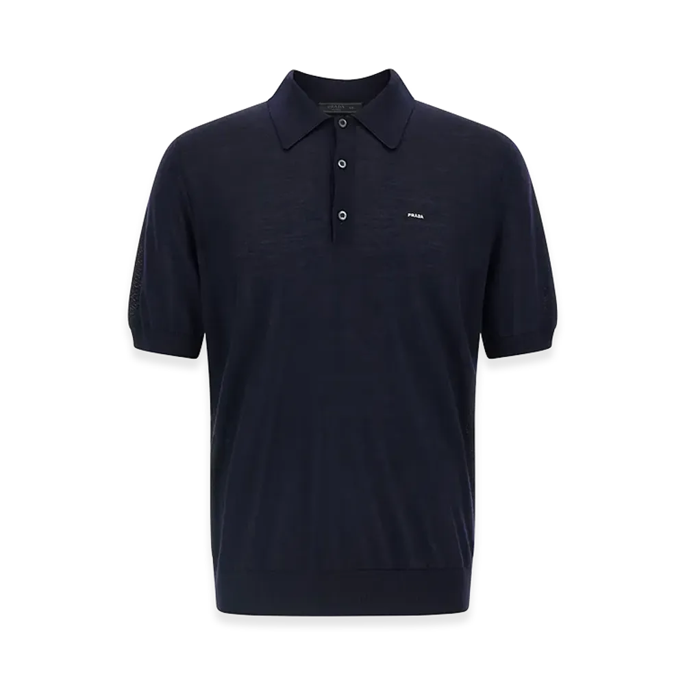 PRADA Wool Polo Shirt "Dark Blue"