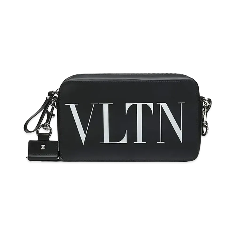Valentino VLTN Leather Crossbody Bag "Black/White"