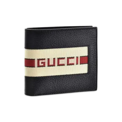 GUCCI Stripe Logo Bi-fold Wallet "Black"