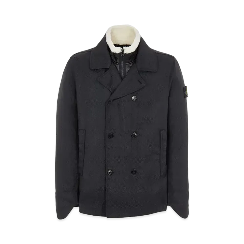 Stone Island 40524 MODIFIED PANAMA 6/3 HT NYLON + LEATHER WITH DETACHABLE SHEEPSKIN/DOWN LINING "Black"