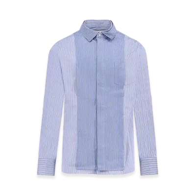 sacai Shirt In Striped Cotton Popelines "Light Blue"