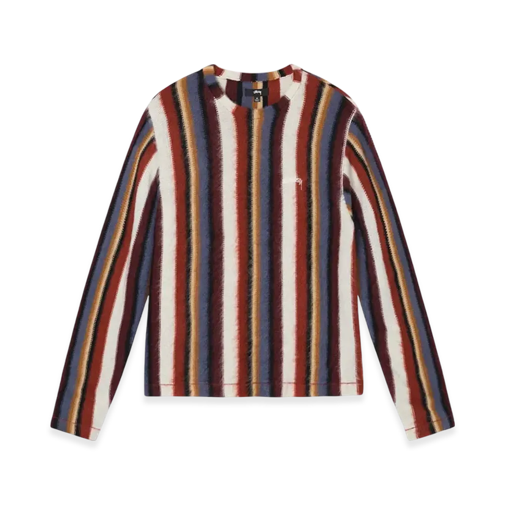 Stussy Vertical Striped Knit Crew "Rust"
