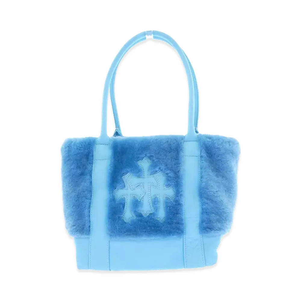 Chrome Hearts Cemetery Cross Patch Fur Tote Bag "Blue"