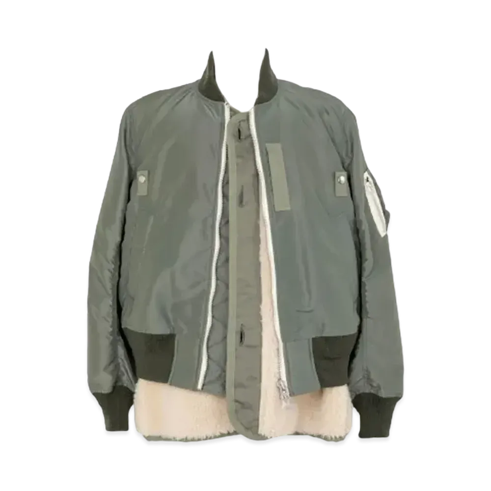 sacai Nylon Twill Blouson "Khaki/White"