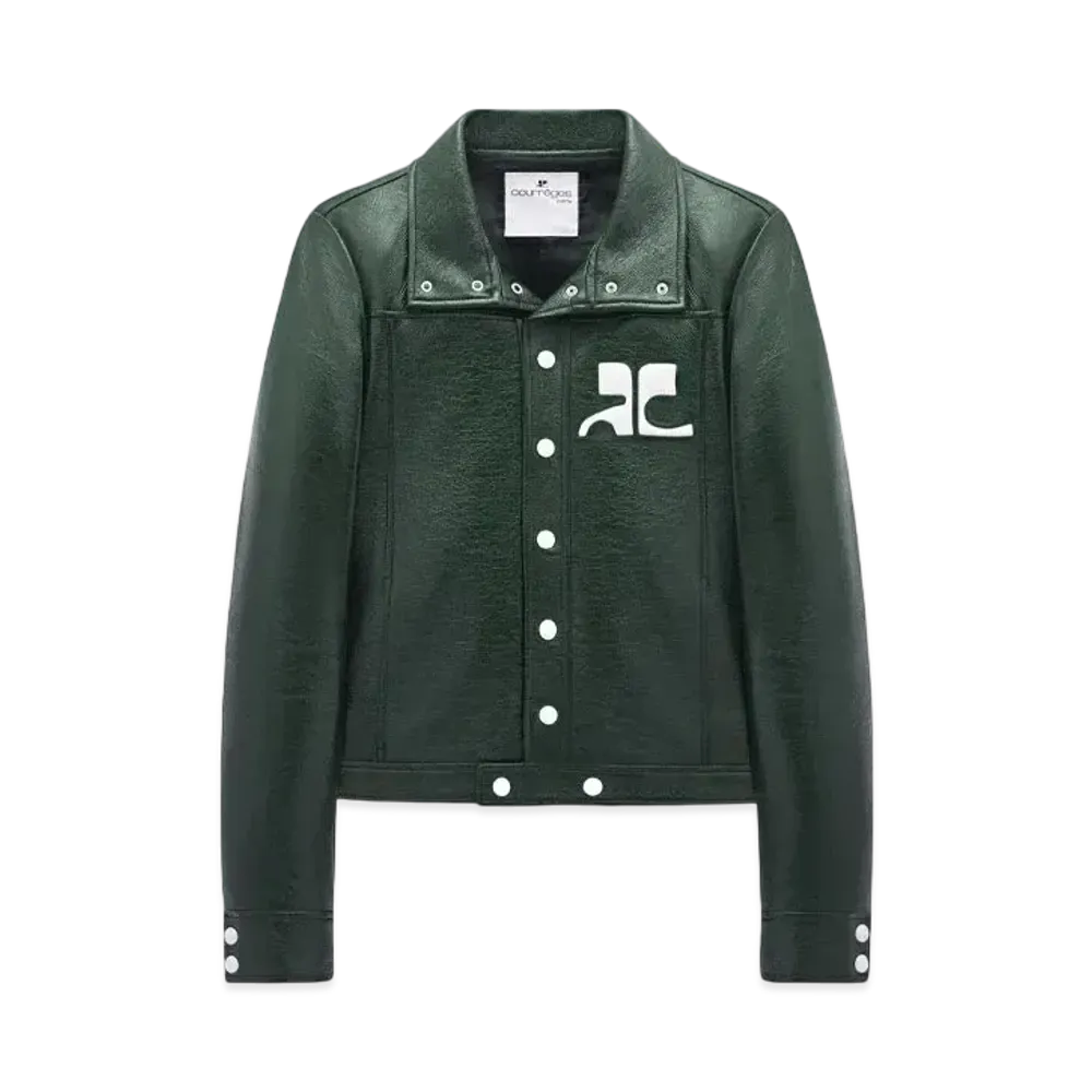 Courreges Men's Reedition Vinyl Jacket "Dark Green"