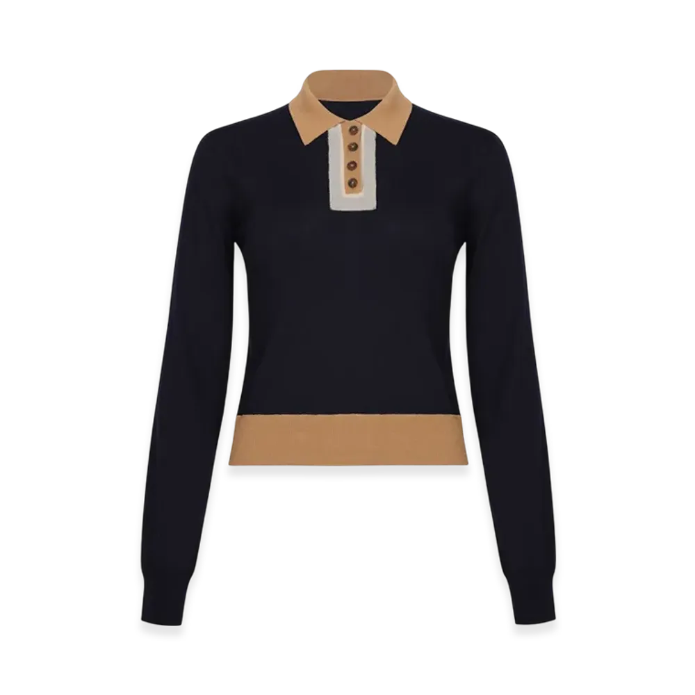 Maison Margiela Women's Polo Wool Sweater "Navy"