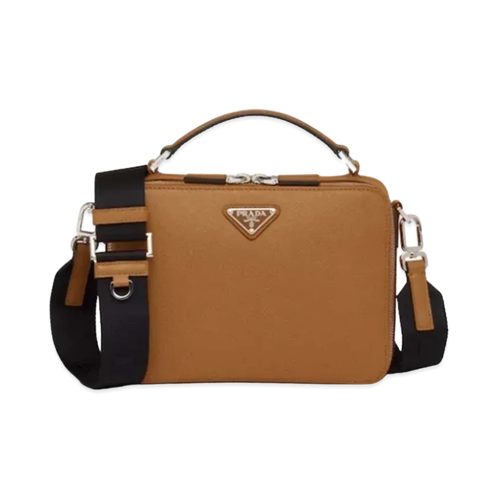 PRADA Brique Saffiano Leather Bag "Brown"