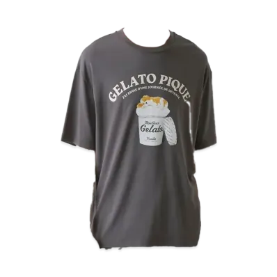 GELATO PIQUE Homme Cool To The Touch Rayon Sleeping Dog One-Point T-Shirt "Dark Gray"