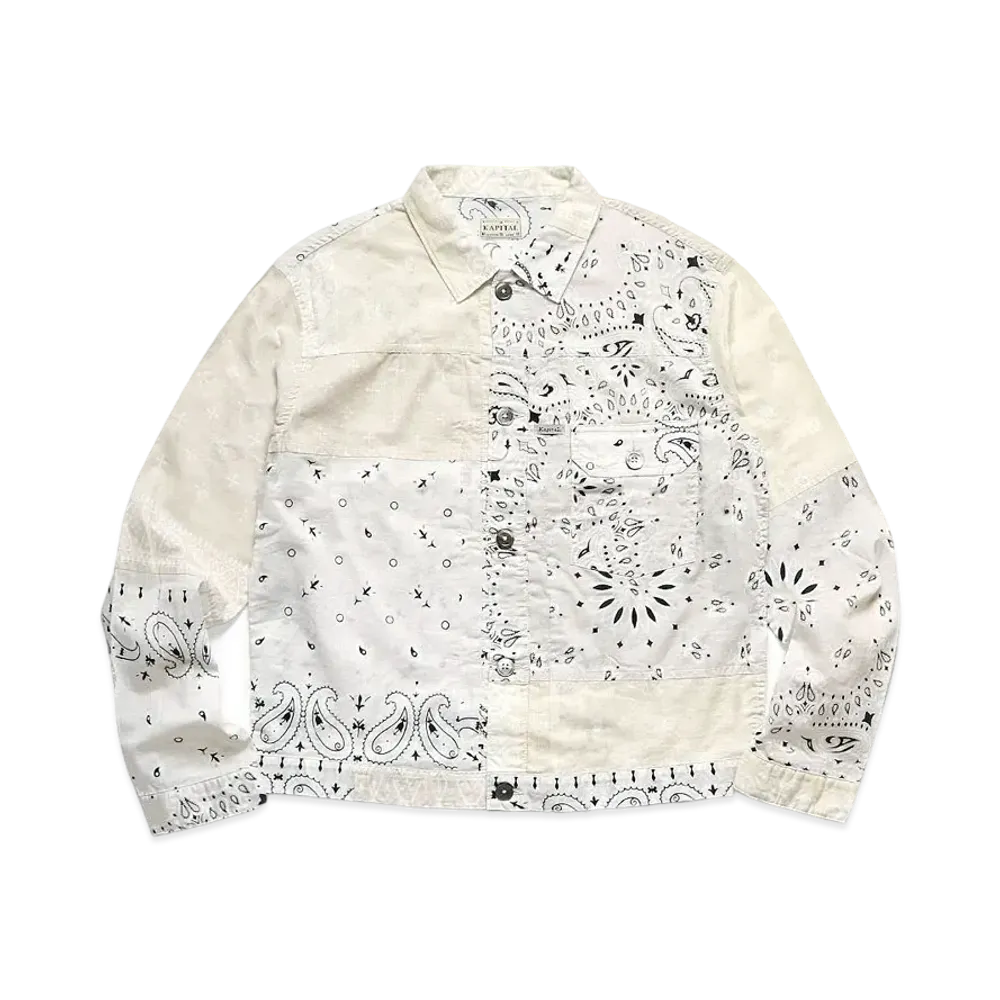 KAPITAL GAUZE BANDANA PATCHWORK 1ST JACKET "White"