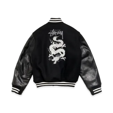 eYe JUNYA WATANABE MAN x Stussy W-Name Dragon Print Stadium Jacket "Black"