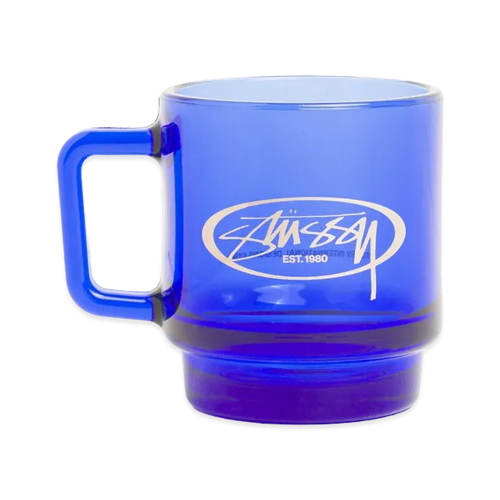 Stussy Oval Logo Glass Mug "Royal"