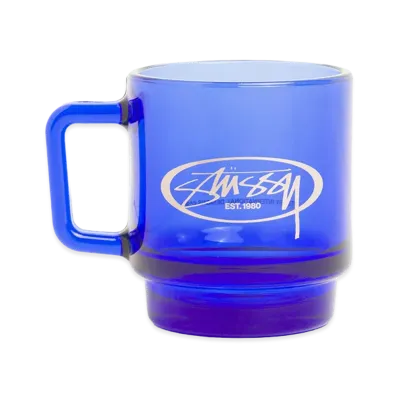 Stussy Oval Logo Glass Mug "Royal"